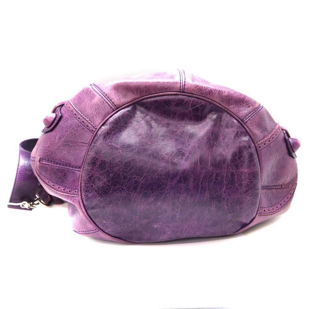 Balenciaga Giant Pom Bag Tote Shoulder Leather Purple - Picture 5 of 6